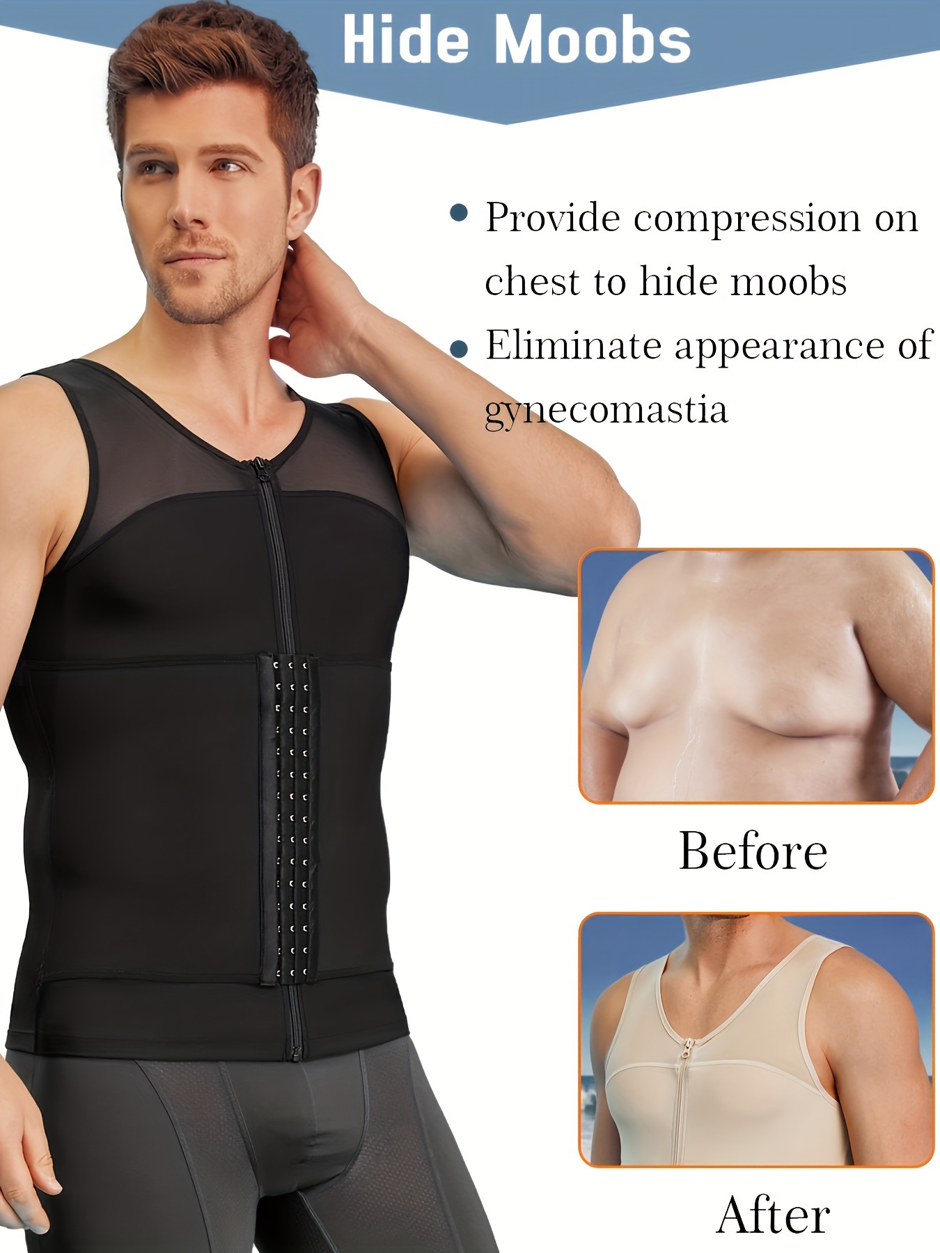 Compression Shirts Zipper Men Slimming Body Shaper - Temu Canada