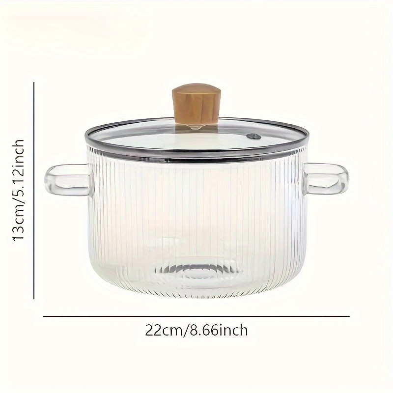 1pc glass cooking pot with lid 1 6 liter 54 oz heat resistant borosilicate glass cookware stove set simmer pot with lid suitable for soup milk food supplement kitchen supplies cookware