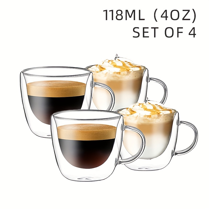 2 Pack Glass Espresso Mugs, Double Wall Thermo Insulated Glass Coffee Cups, Glass  Coffee Mugs (200ML/6.76oz) 