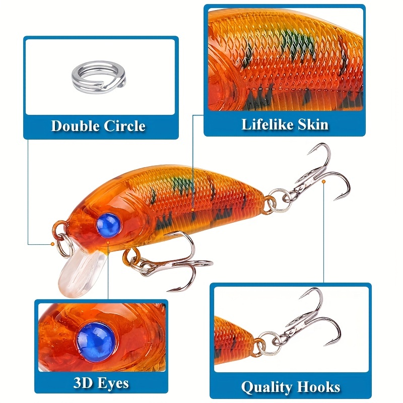 8pcs Set of Floating Minnow Fishing Lures - Perfect for Freshwater &  Saltwater Fishing!