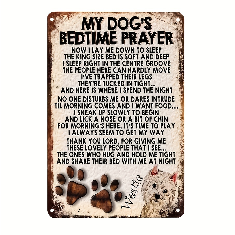 1pc, Retro Tin Sign Metal Poster Vintage Wall Decor My Dog's Bedtime Prayer Retro Style Metal Tin Sign 12x8 Inch