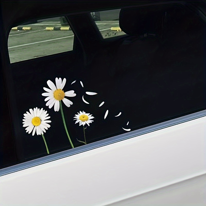 Hand Drawn Pastel Green Daisy Car Window Decal Flower Car Window Decal  Flowers Light Green Daisy 