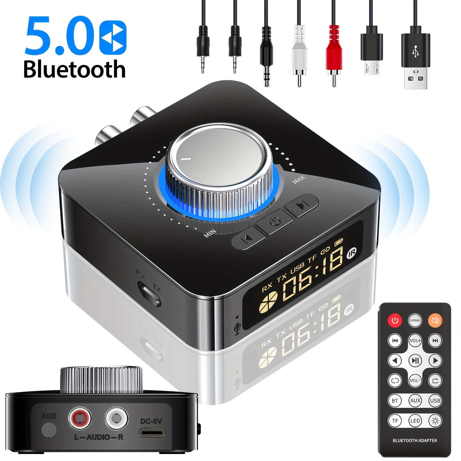 Bluetooth 5.0 Audio Receiver Transmitter USB 3.5mm Jack For TV PC Car Kit  Wireless Adapter
