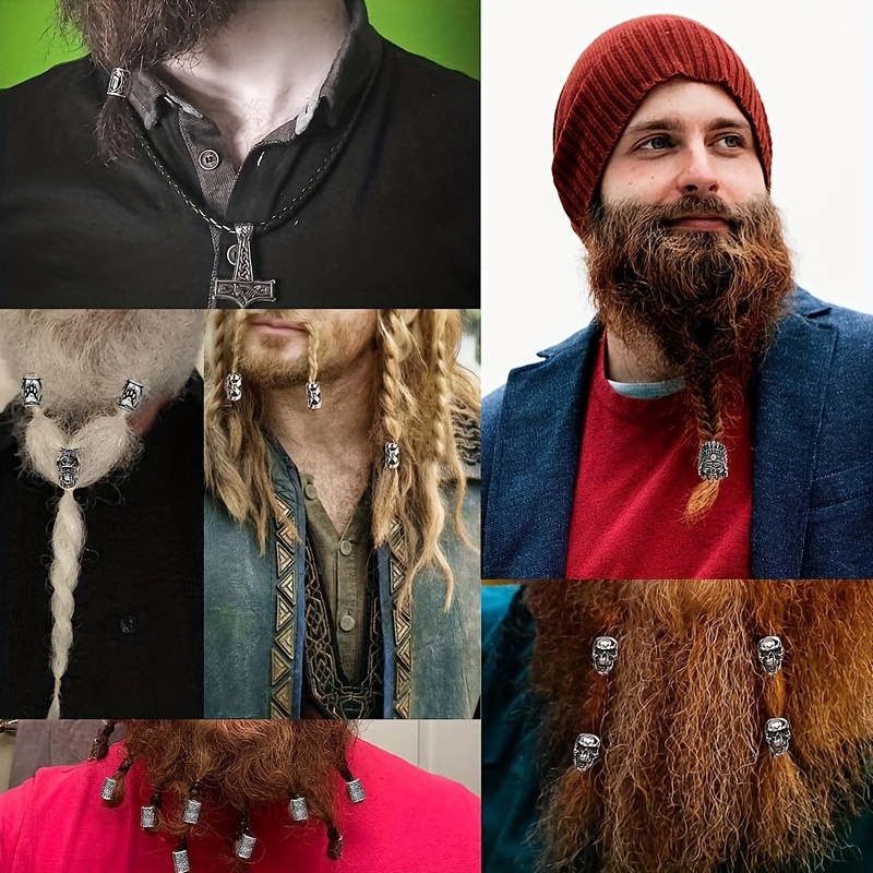 Viking beard beads antique Nordic hairpipe beads long hair braid beads  braided braided bracelet pendant necklace silver DIY jewelry hair decoration