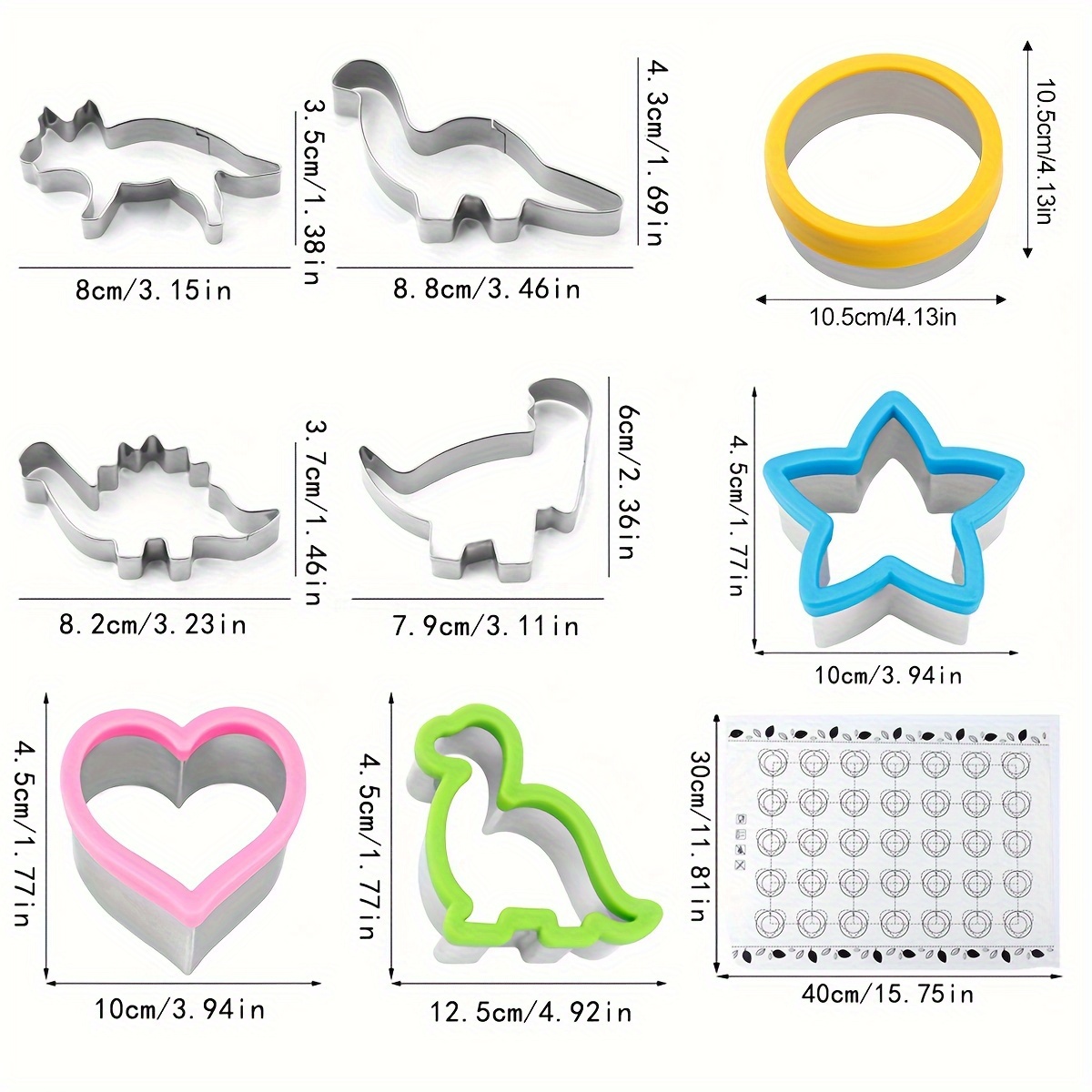8pcs animal cookie cutters stainless steel pastry cutter biscuit molds baking tools kitchen gadgets kitchen accessories with 1pc baking mat