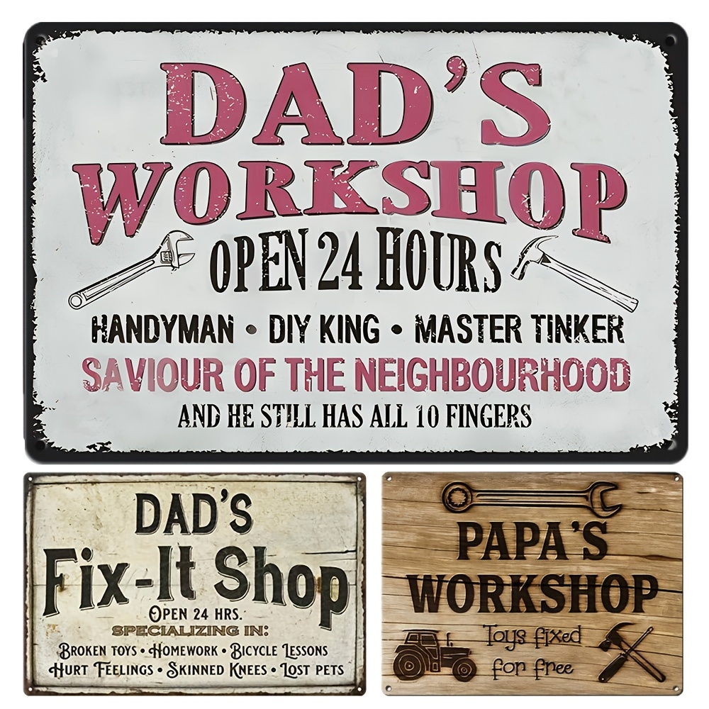 Dad's Workshop Metal Sign Shed Garage Man Cave Gift Idea - Temu Canada