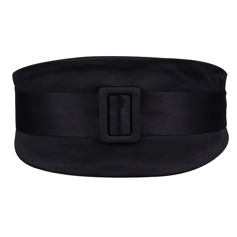 TEMU Elegant Elastic Wide Belt For Women- Adjustable Plastic Design, Suitable For Dresses, Party And Casual Outfits(black& Burgundy), And Stylish