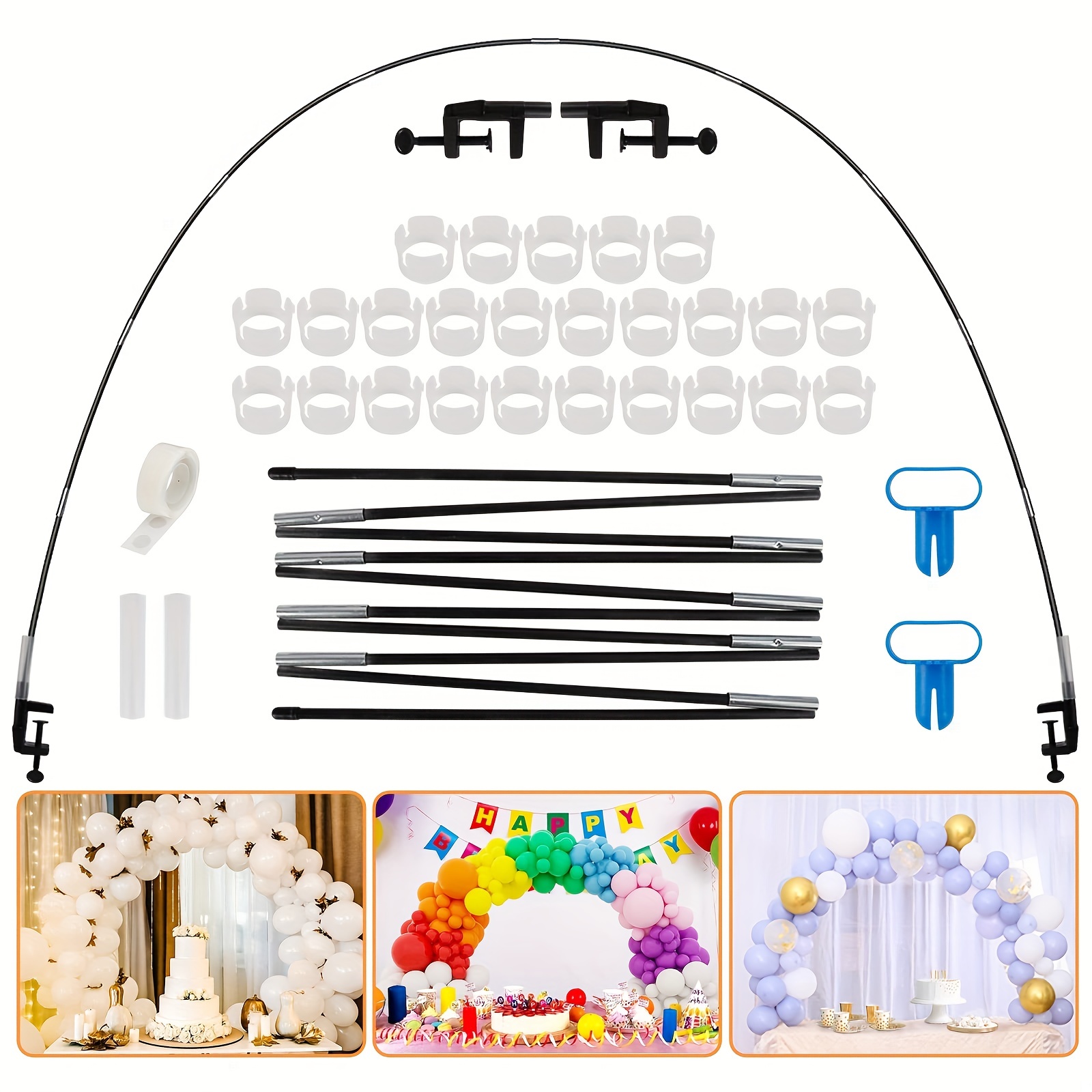 Soporte de arco de globos de mesa y columna de globo con bomba de globo  para kit de arco ajustable de 63 pulgadas para suelo para baby shower