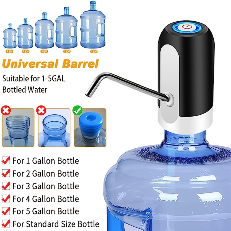 Water Pump for 5 Gallon Bottle, Electric 5 Gallon Water Dispenser Universal  USB Charging Drinking Water Bottle Pump