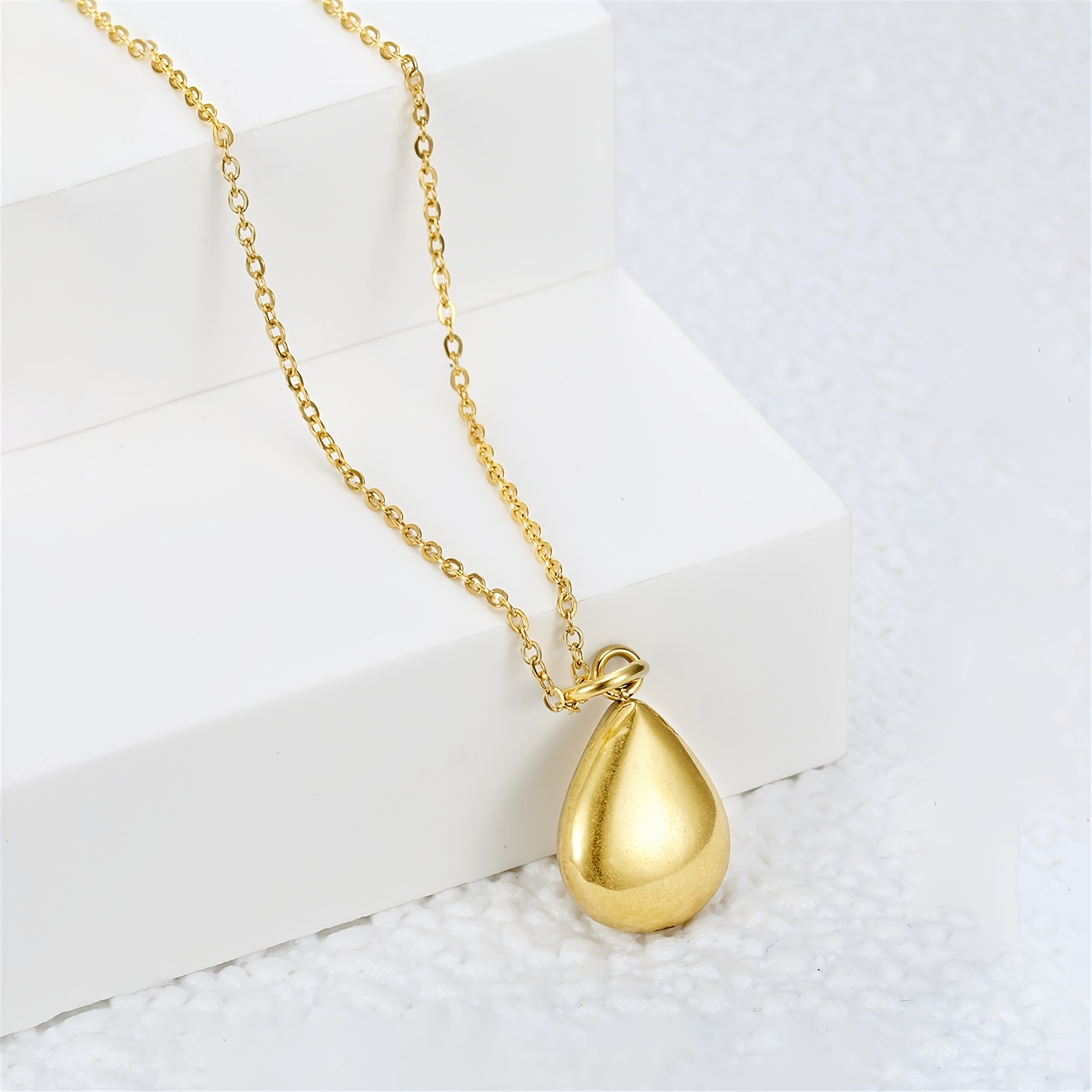 Stainless Steel with 18K Gold Plated Dainty Layering Necklaces for Women with Waterdrop Charms Pendant,Temu