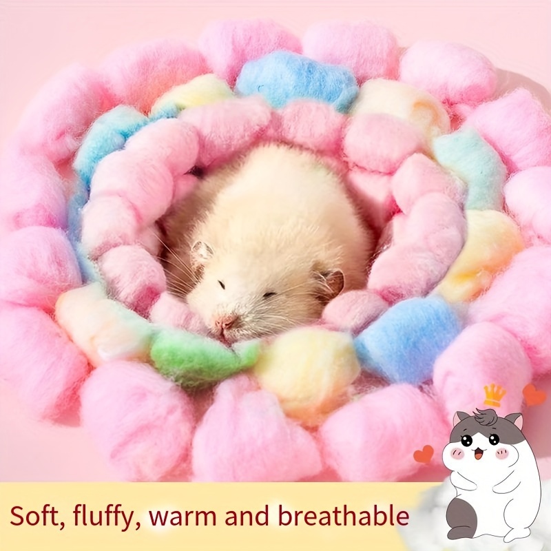 Zerodis Hamster Warm Bedding,Hamster Cotton Balls,Hamster Cotton Balls  Filler Colorful Natural Cotton Warm Bedding for Small Animals House 