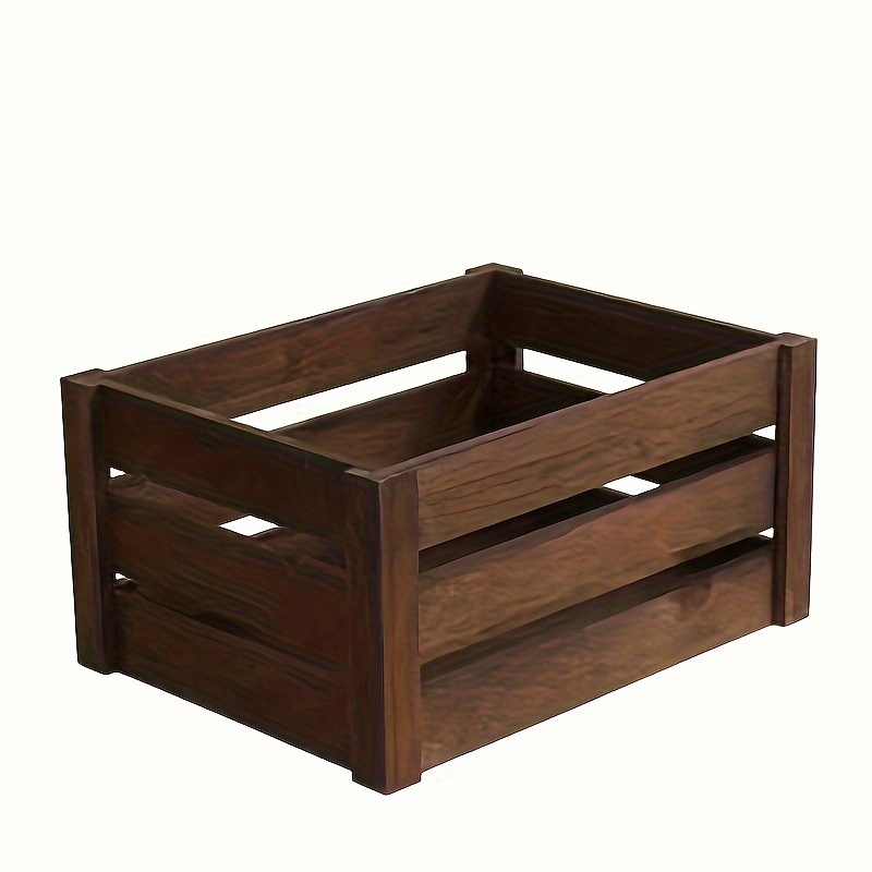 Solid Wood Storage Box Retro Aged Wooden Crate Wood - Temu