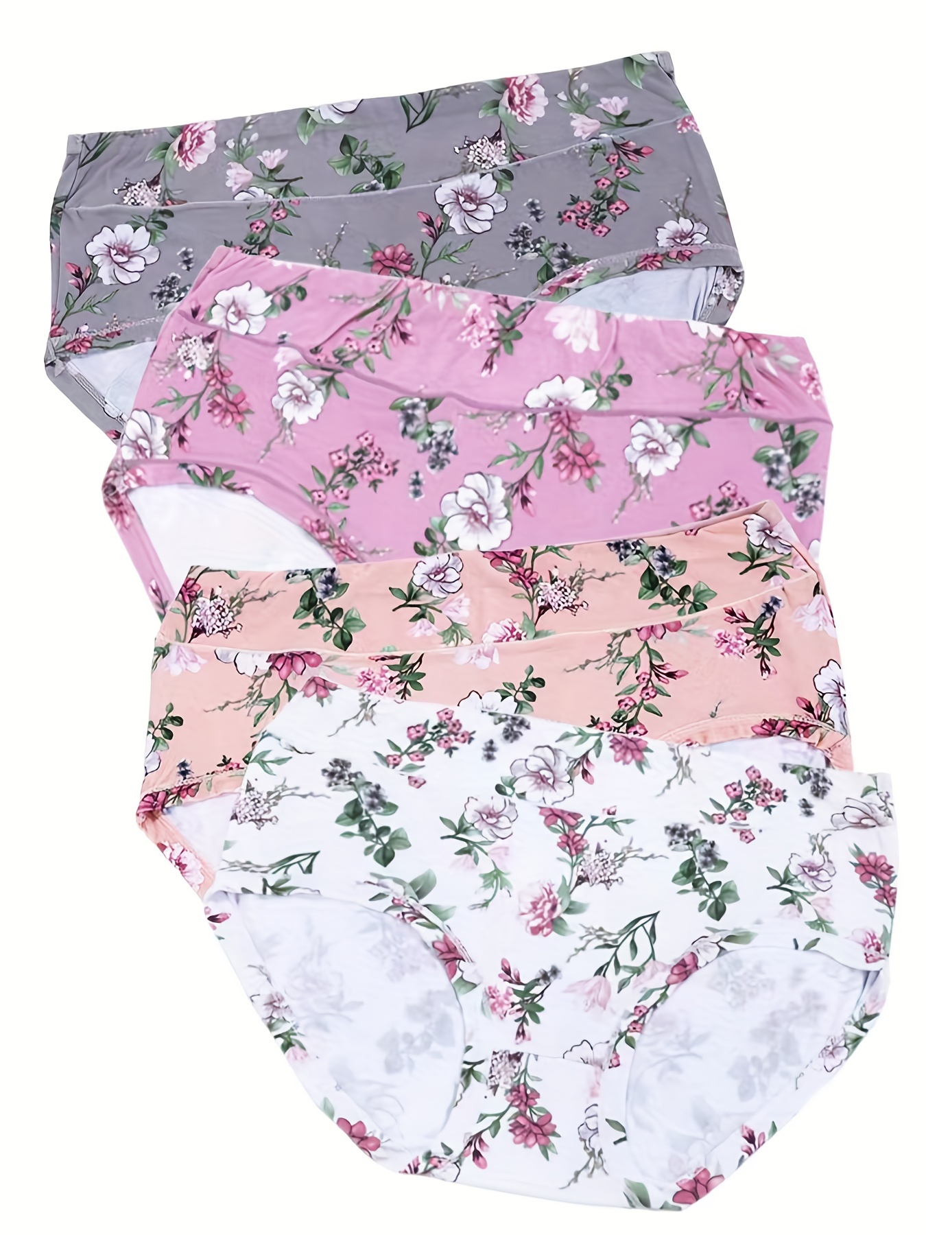 Plus Size Cute Panties Set Women's Plus Ditsy Floral Print - Temu