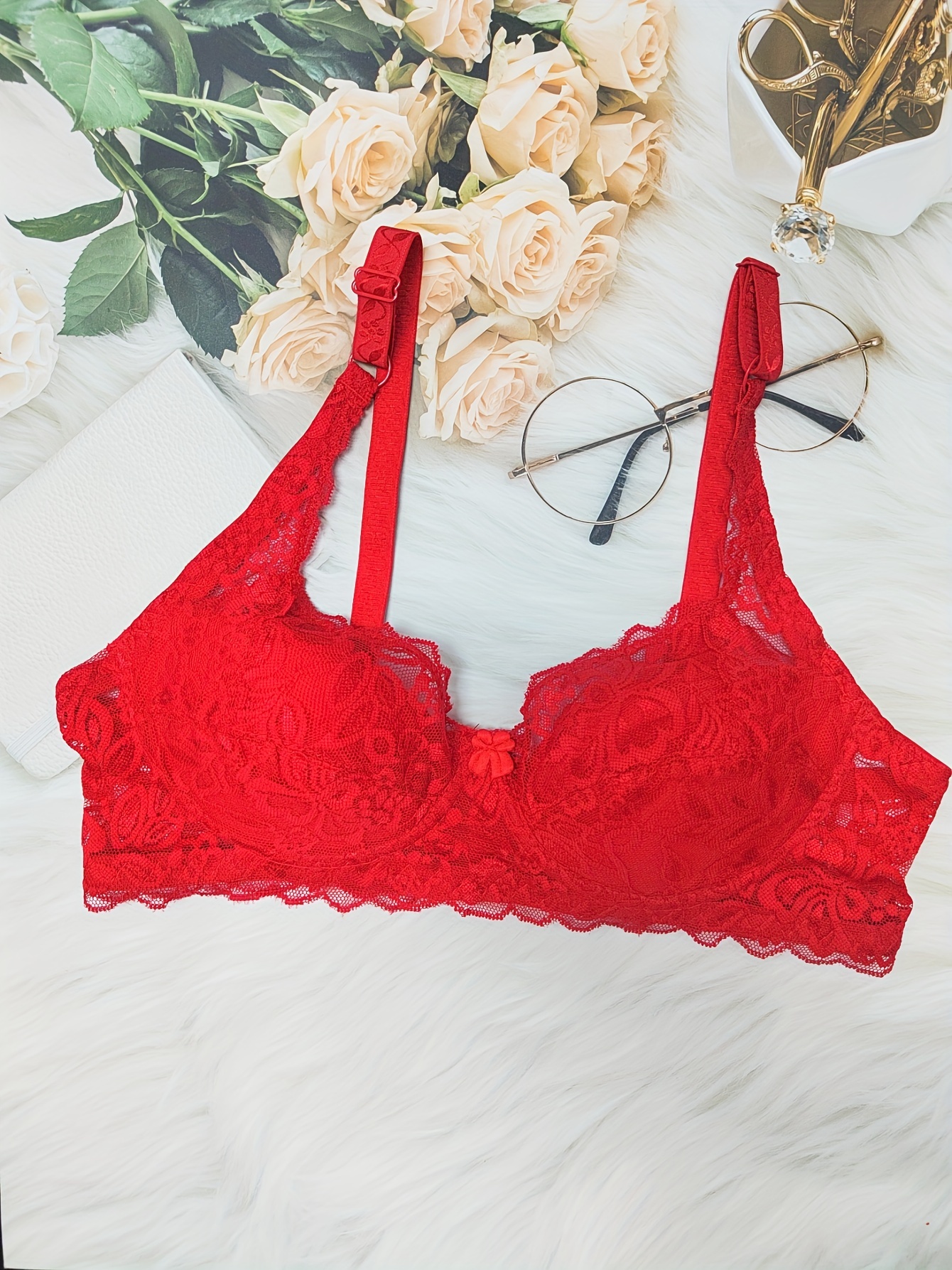 Contrast Lace Wireless Bra Comfy Breathable Front Buckle - Temu
