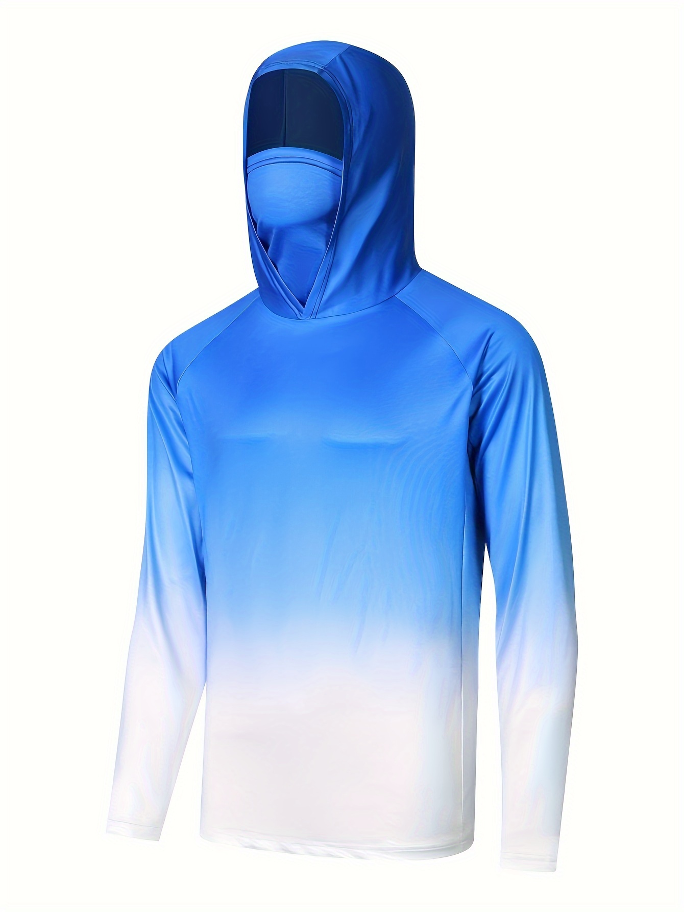 Men's UPF 50+ Sun Protection Hoodie with Mask, Long Sleeve Comfy Quick Dry Tops for Men's Outdoor Fishing Activities,Temu