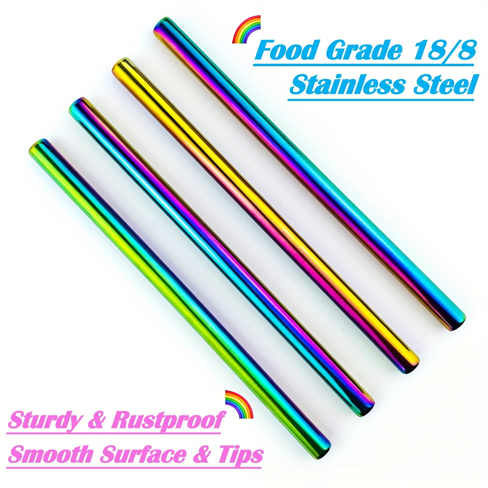 8Pc Reusable Boba Straws Smoothie Straw Multi Colors Jumbo Wide Bpa Free  Food