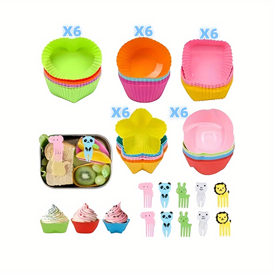 Silicone Lunch Box Dividers,40 Pcs Silicone Cupcake Liners,Bento Box  Accessories