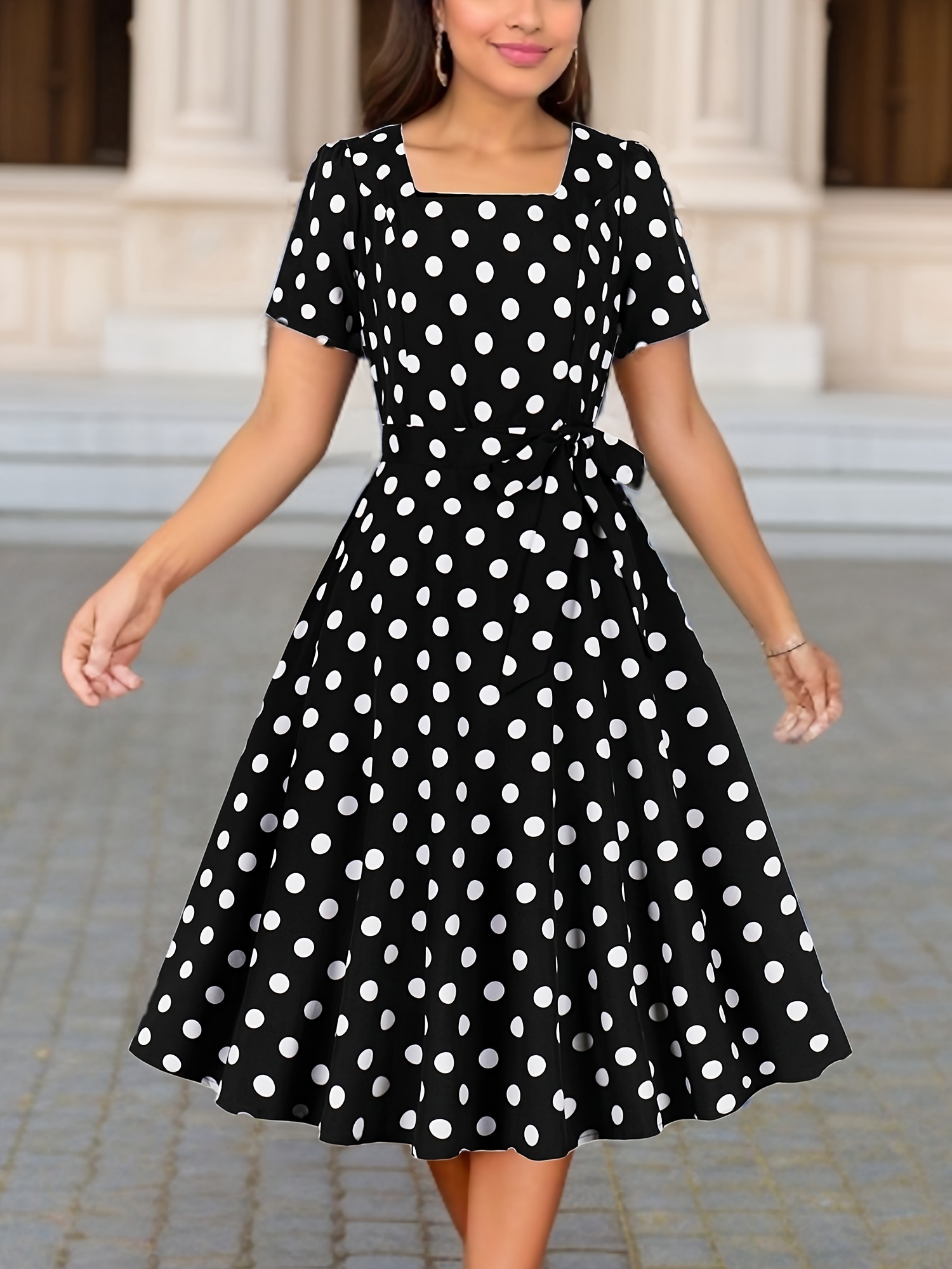 Polka dot dress short sleeve best sale