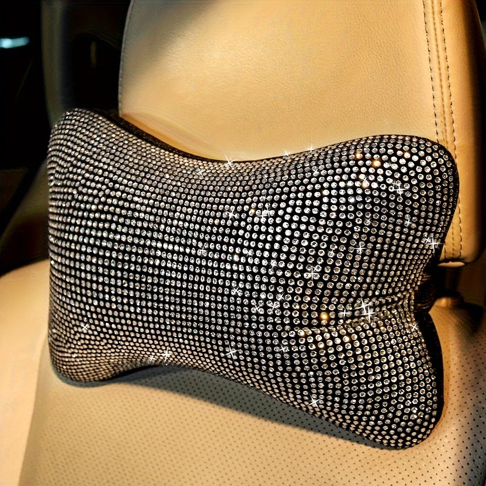 1PC Bling Rhinestone Crystal Car Neck Pillows Waist Support Diamond Auto  Headrest Pillow for Women Car Interior Accessories