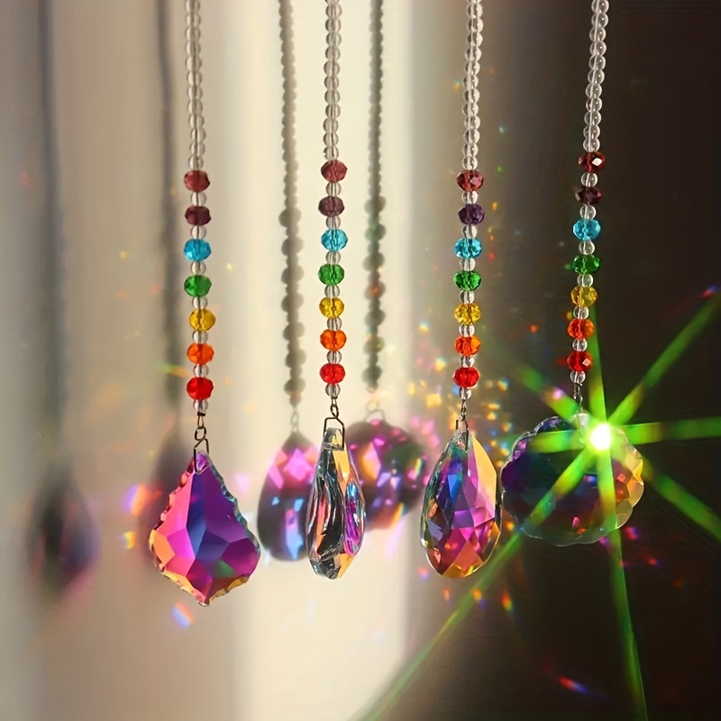 Acheter Pendentif en cristal, prisme, perles colorées, décor de