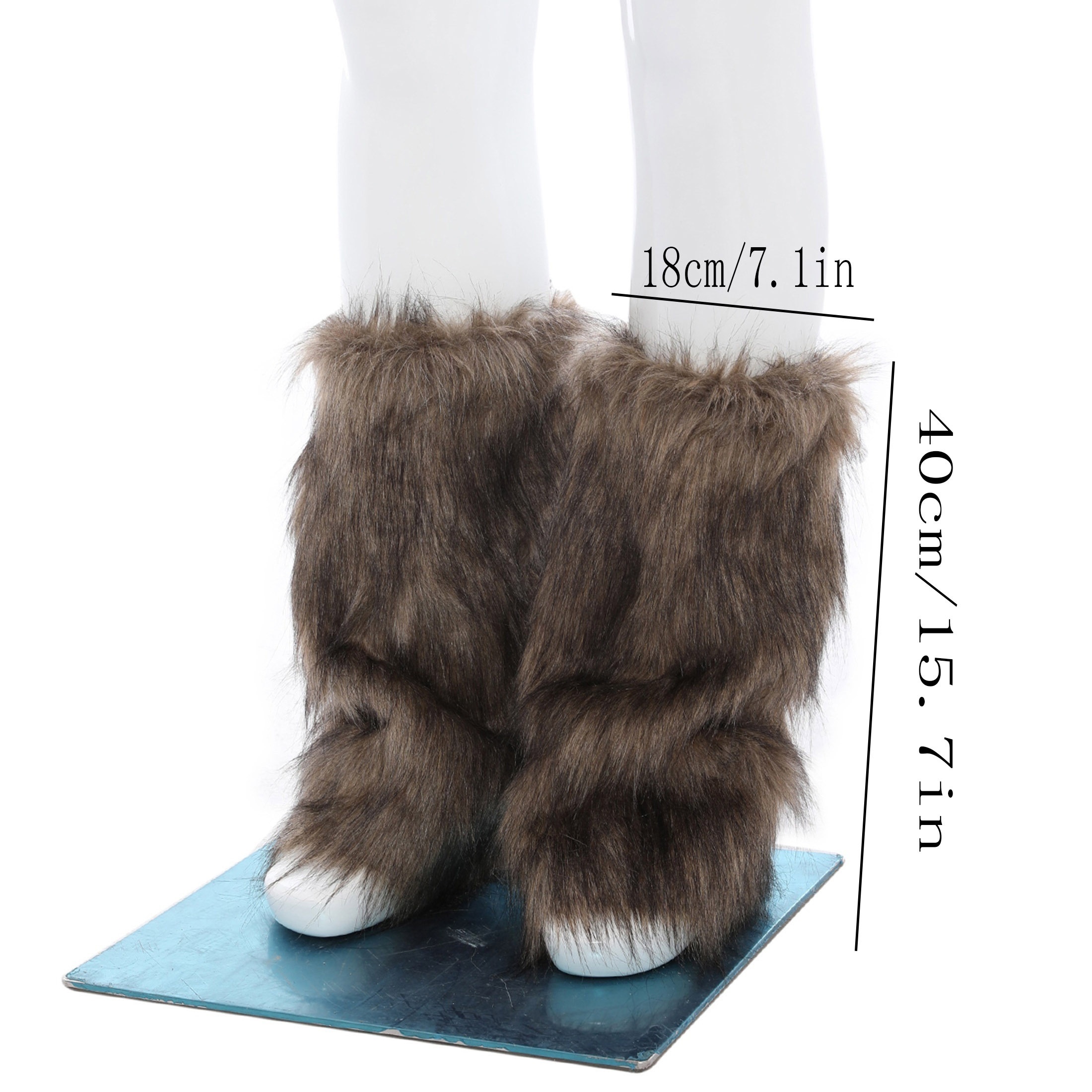 1pair, Exquisite Elegant Unique Leg Covers For Winter, Extended Imitation Fur Warm Plush Foot Covers, Halloween Christmas Cosplay Costume, Party Play