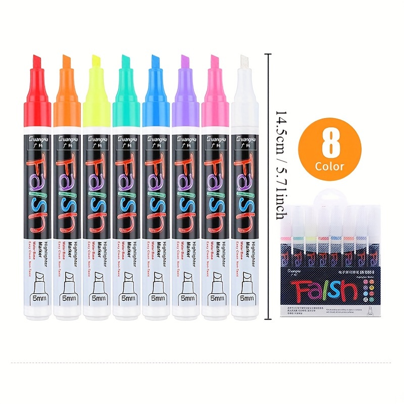 8 Colors Liquid Chalk Markers Pens Washable Wet Erase Neon Chalk
