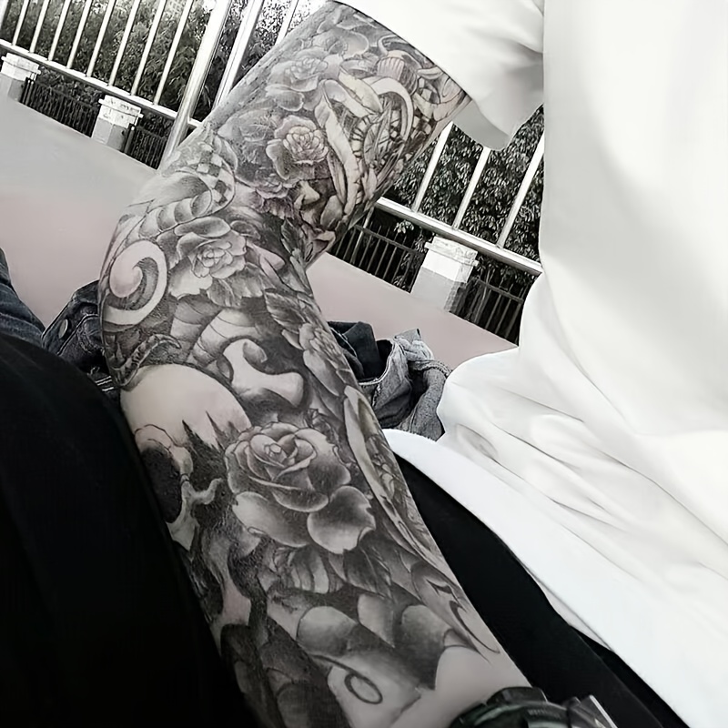 Realistic Halloween Full Arm Sleeve Tattoo Waterproof - Temu Canada