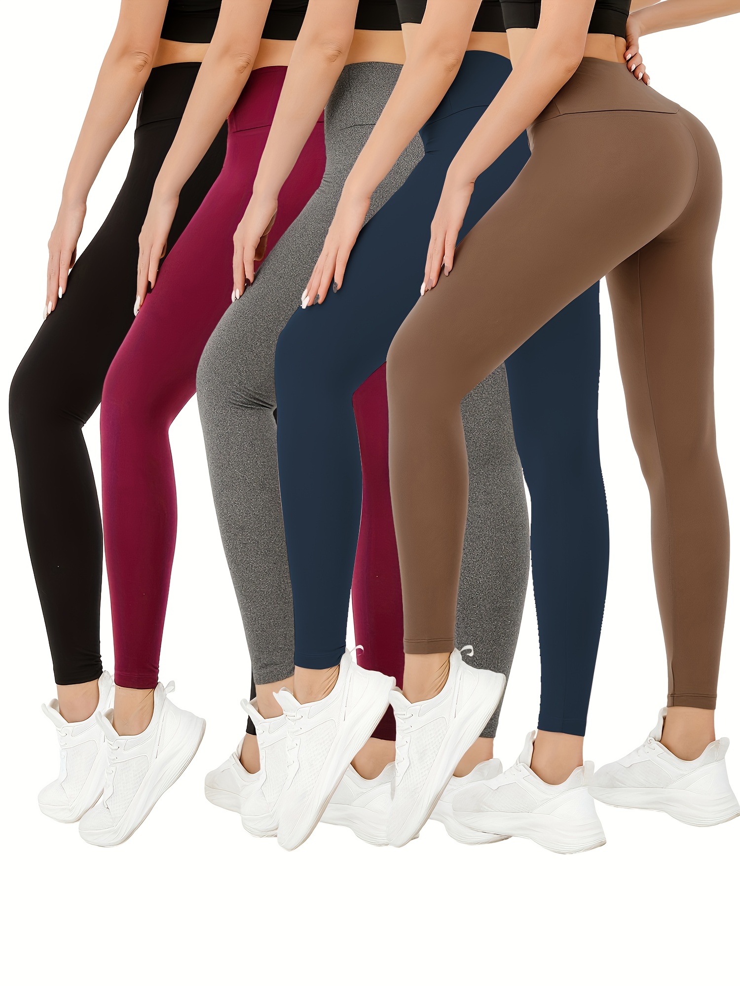 Solid Color Yoga Leggings Running Workout Sports Tight Pants - Temu