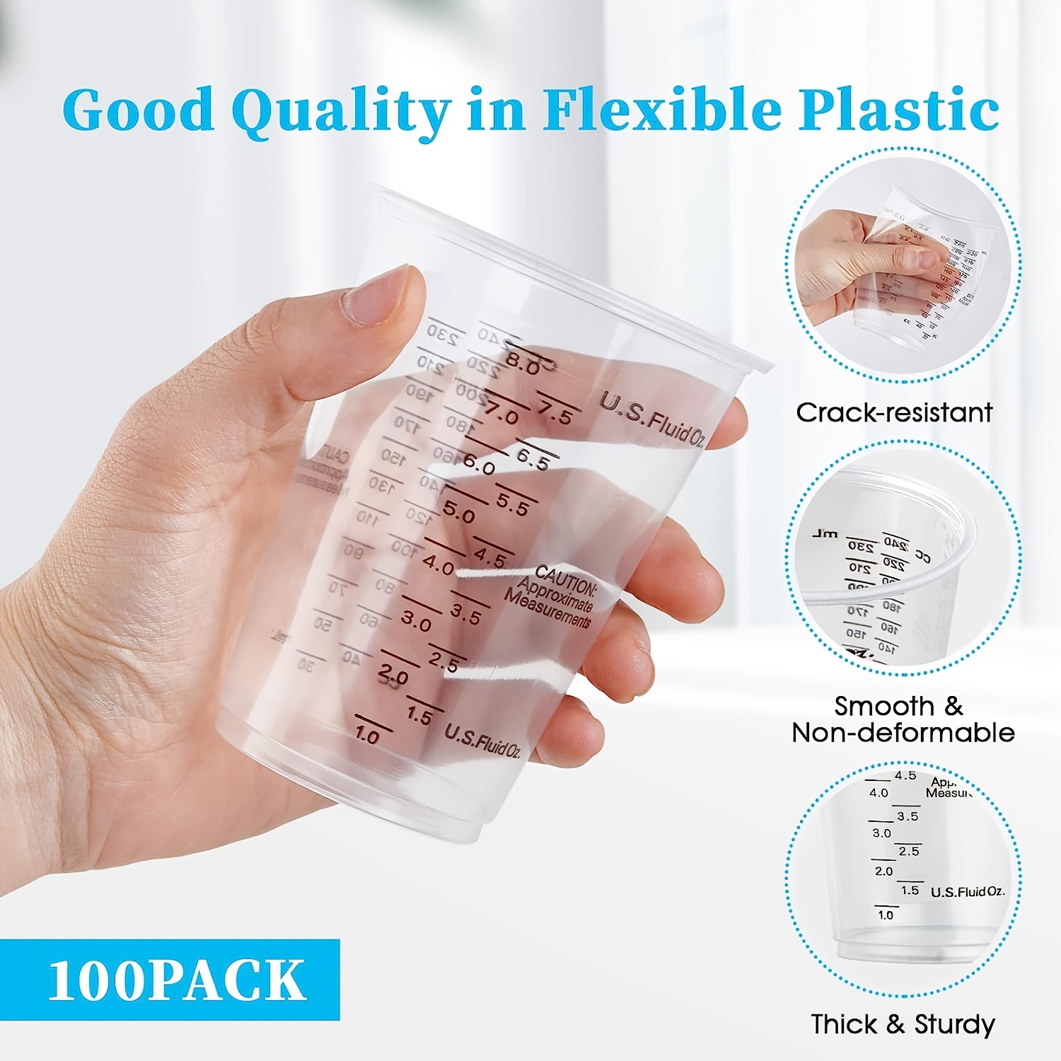 20 Ounce Disposable Flexible Clear Graduated Plastic Mixing - Temu