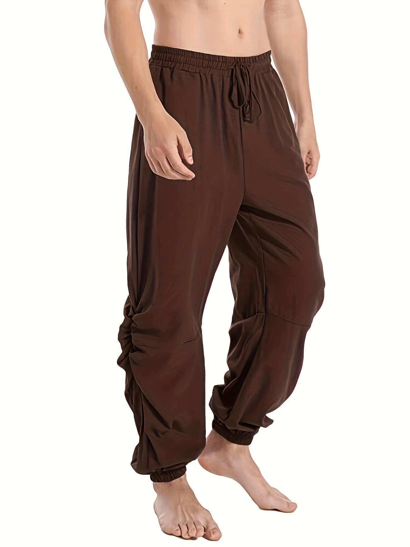 Pantalones Harem para hombre, pantalones de jogging estampados con cordón  para hombre, ropa de calle suelta de otoño de algodón y lino, pantalones