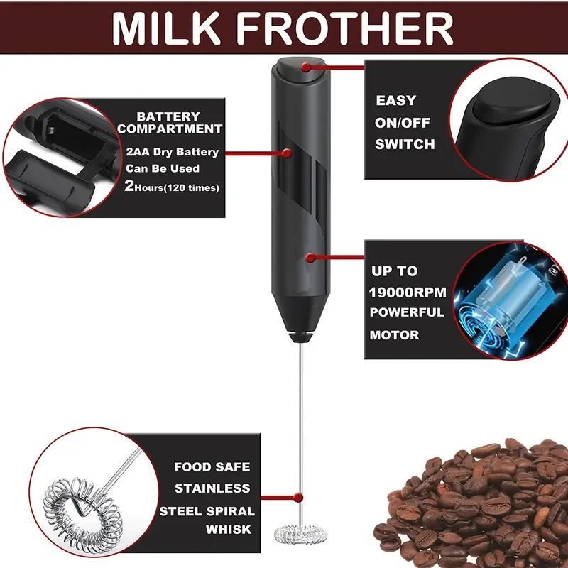 Ultra High Speed Motor 19000 Rpm Milk Frother With Double Whisk And Stand  For