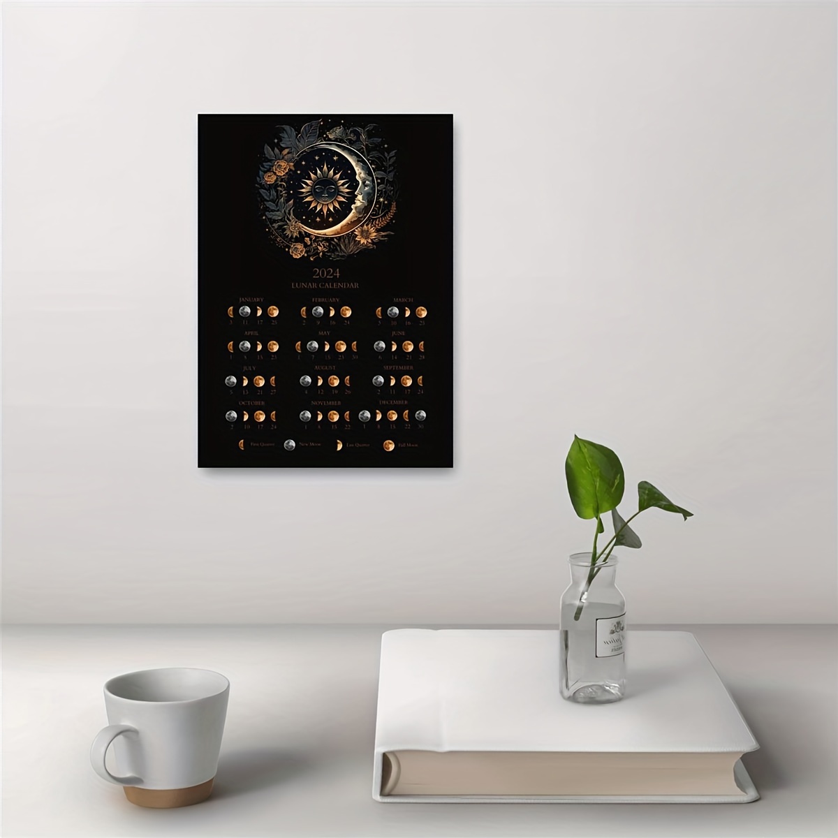 Poster for Sale avec l'œuvre « Calendrier lunaire 2024 - Noir » de  l'artiste cairneydesigns