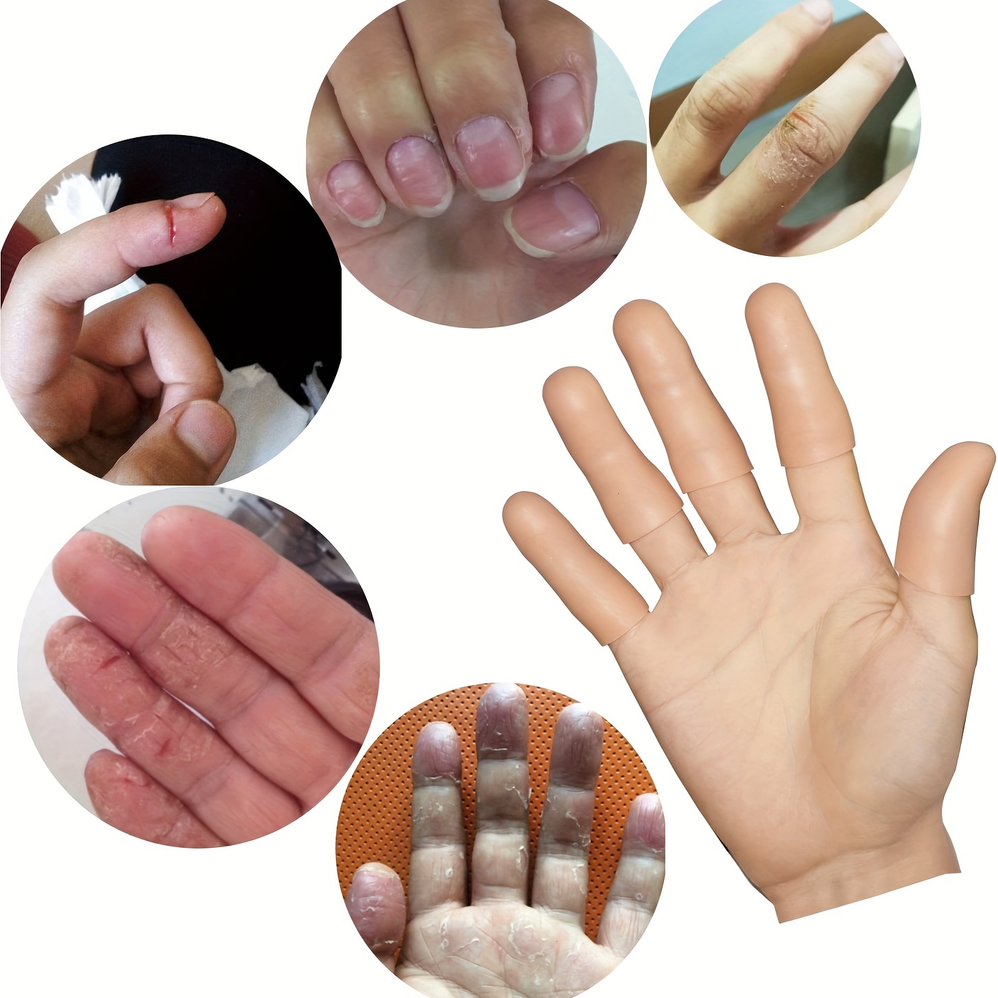 12 protectores de dedos de gel de silicona, para cunas de dedos, protección  para los dedos, ideal para proteger la piel y las uñas agrietadas y secas