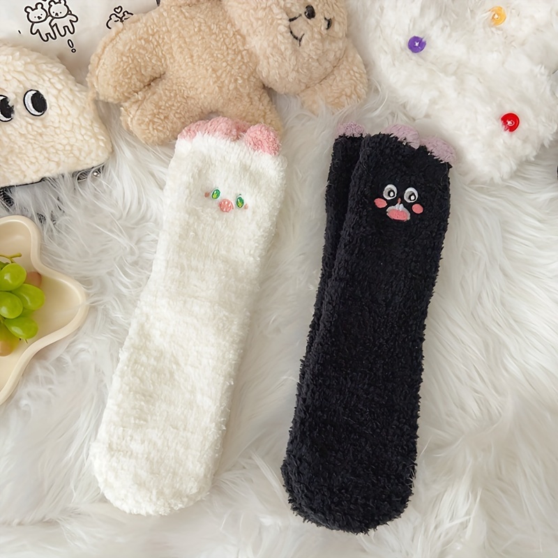 5 Paires Chaussettes Peluche HDGSAFD - Velours Vison Chaud - Mi-Mollet Femme - Coloris Assortis