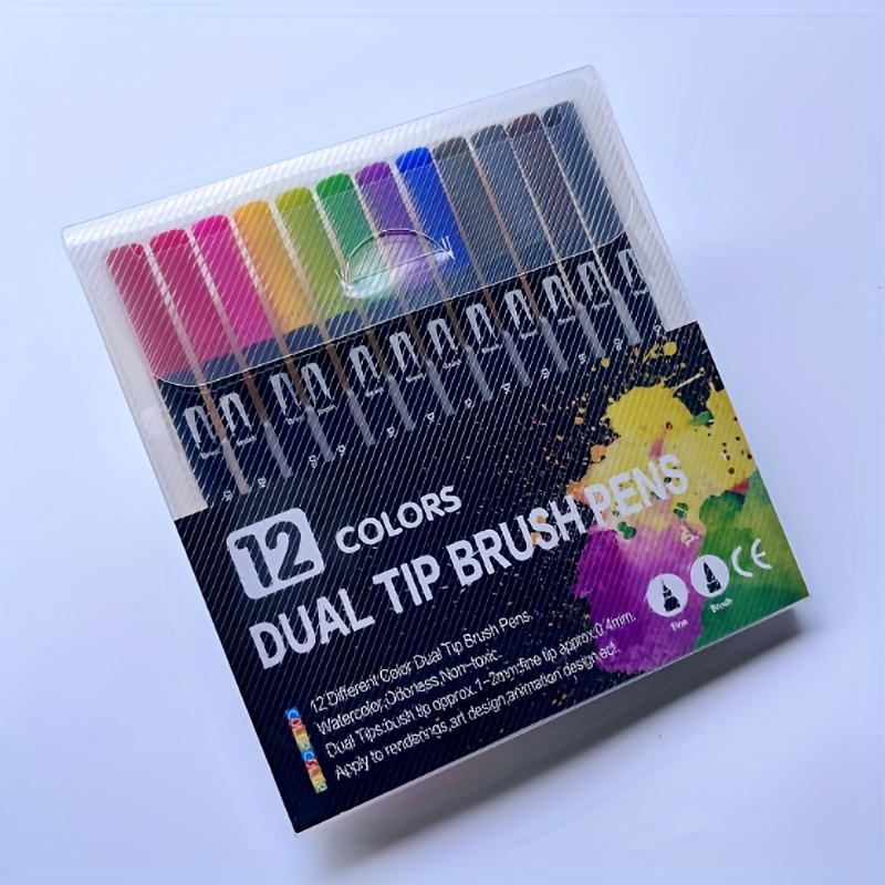 Dual Tip Brush Markers Pens:12 Colored Calligraphy Pens Dual - Temu