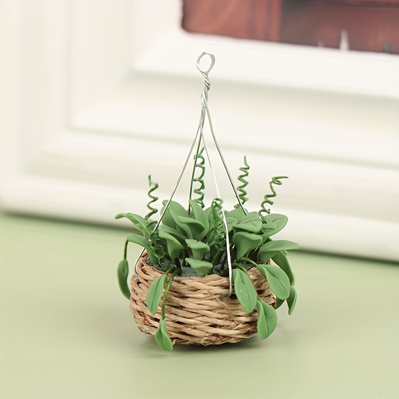 

Dollhouse Miniature Hanging Basket Mini Potted Plant Flowers Pot Dollhouse Decor
