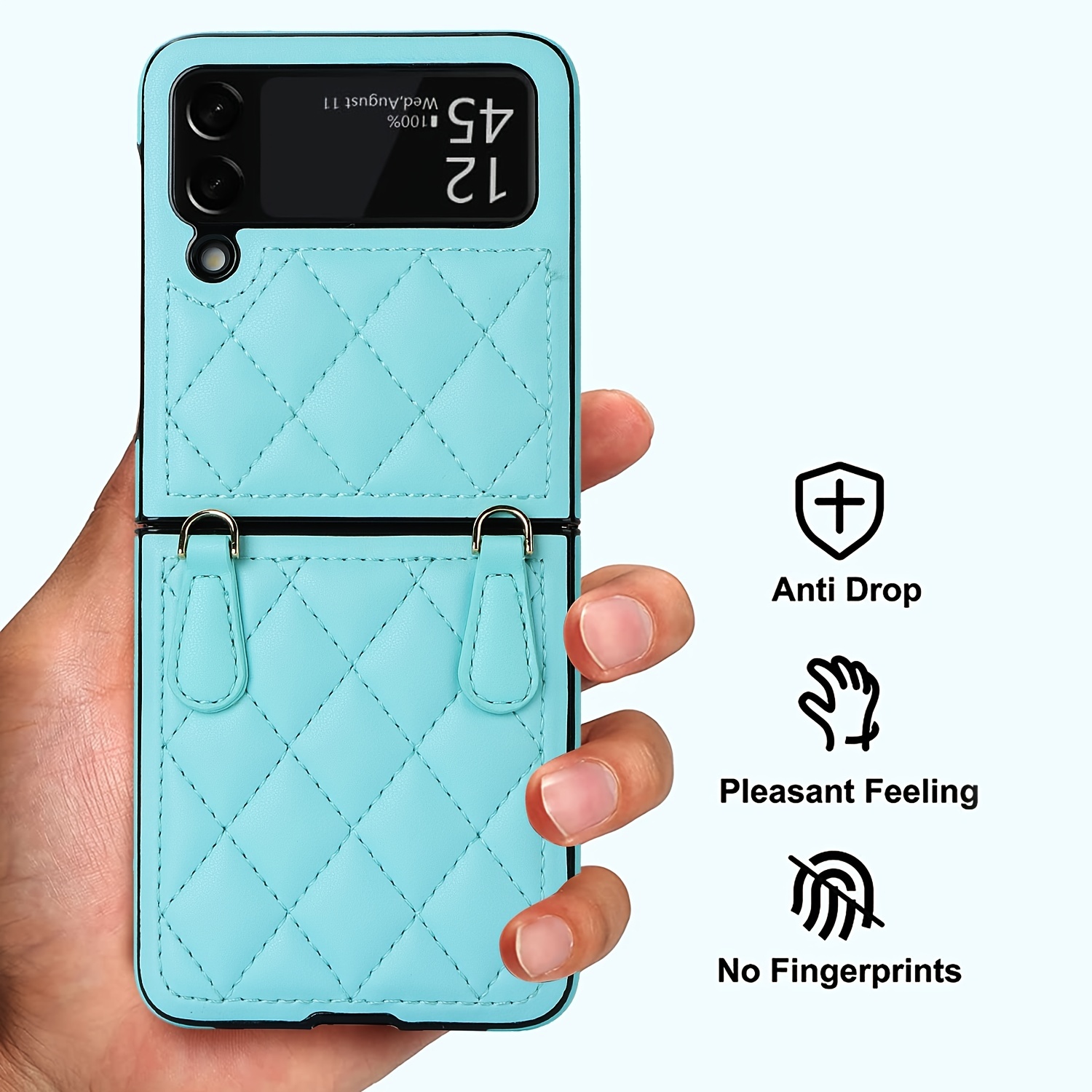 Fashion Artificial Leather Phone Case For Galaxy Z Flip 5 Z Flip 4 3 5g  With Long Lanyard Crossbody Wallet Card Bag Protect Cover, Shop On Temu  And start Saving