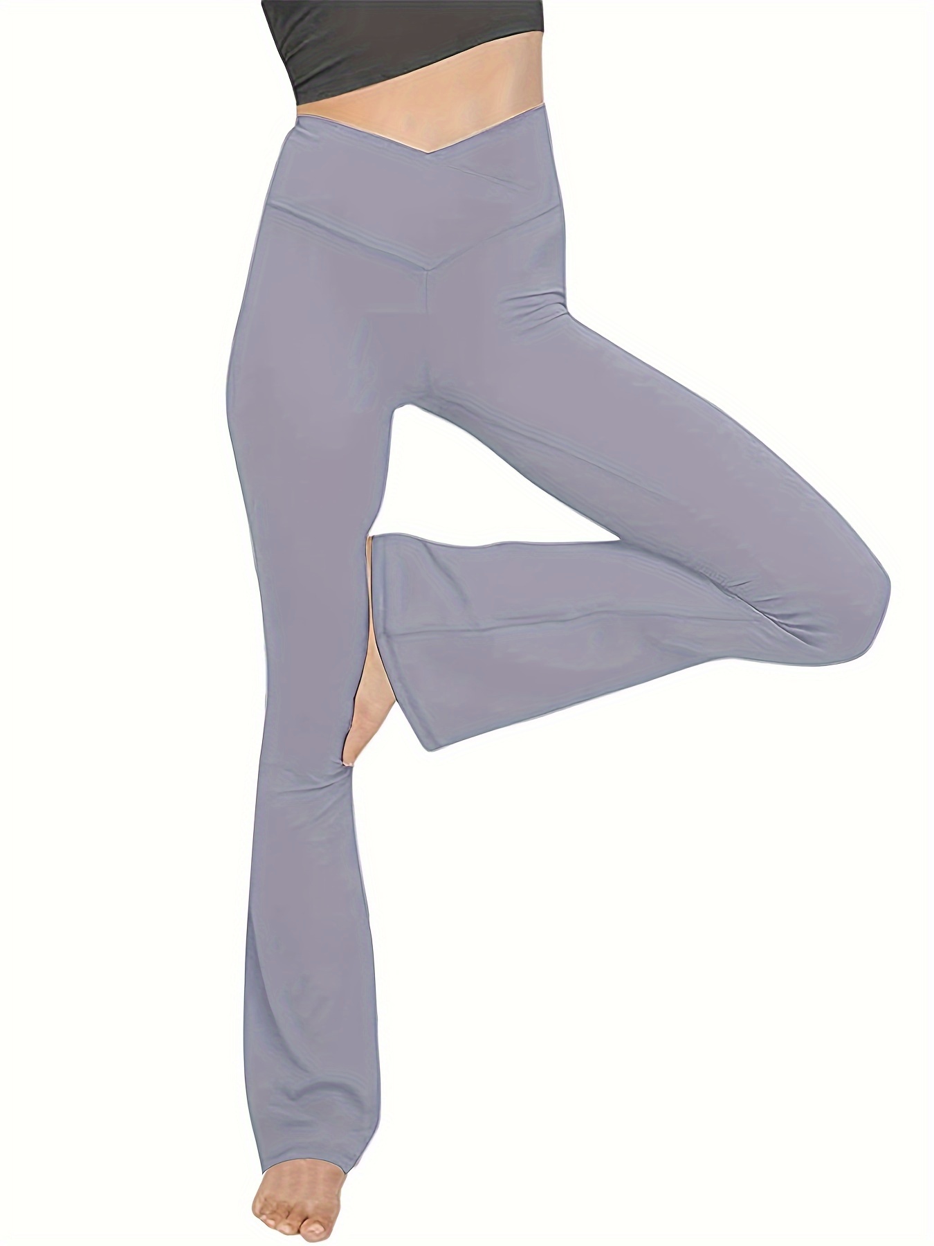 High Waist Yoga Pants Flared Legs High Stretch V Cut Waist - Temu