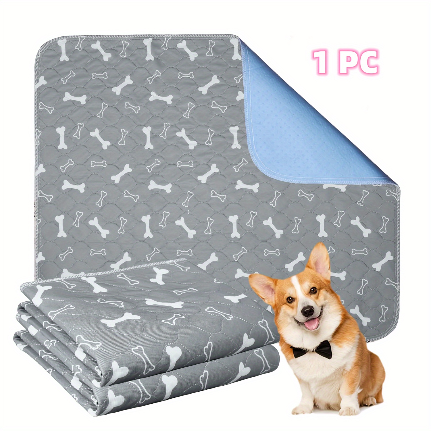 Bone Pattern Reusable And Washable Dog Toilet Mat, Absorbent Leak