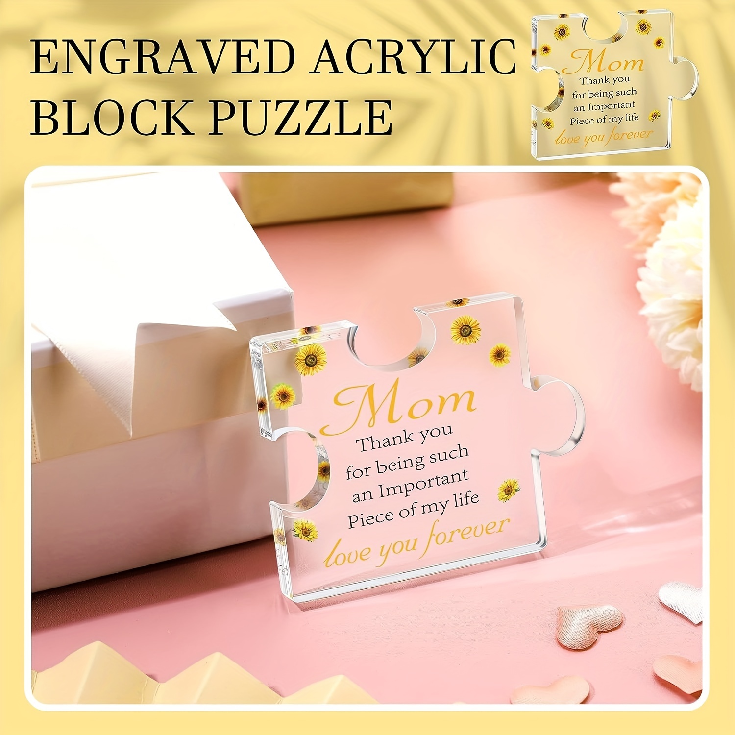 Engraved Puzzle Acrylic Block Puzzle Daughter's Gift Mom And Dad