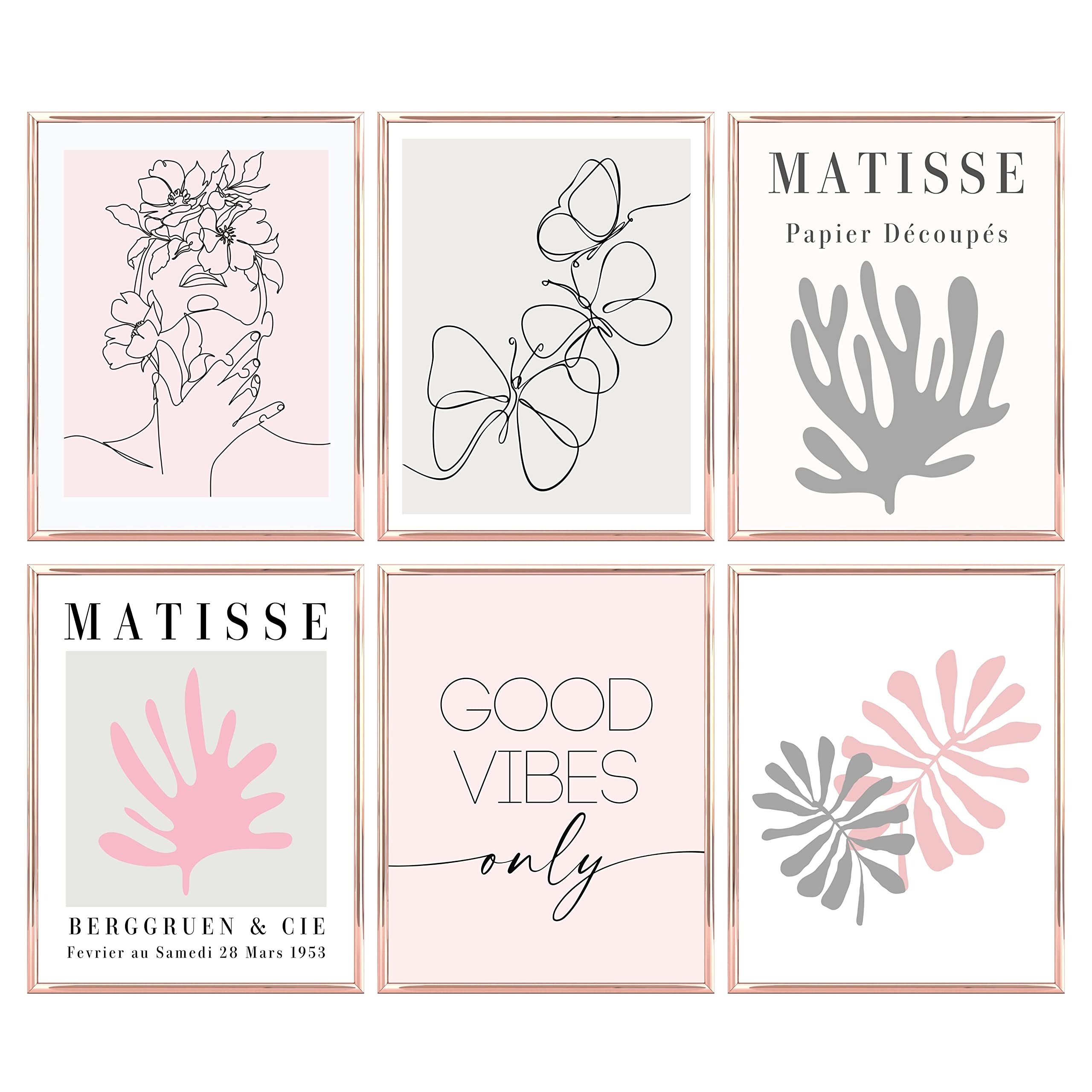 6pcs Light Pink And Grey Posters, Clean Aesthetic Coquette Cute Pictures  For Bedroom, Dorm Decor, Blush Pink And Grey Room Decor For Wall, Apartment  D