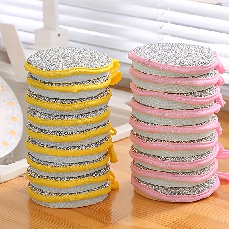 5Pcs Kitchen Pot Rust Removal Brush Anti-Greasy Bowl Plate Cleaning Sponge  Double-Sided Dish Cleaning Cloth Kitchen Cleaner Tool