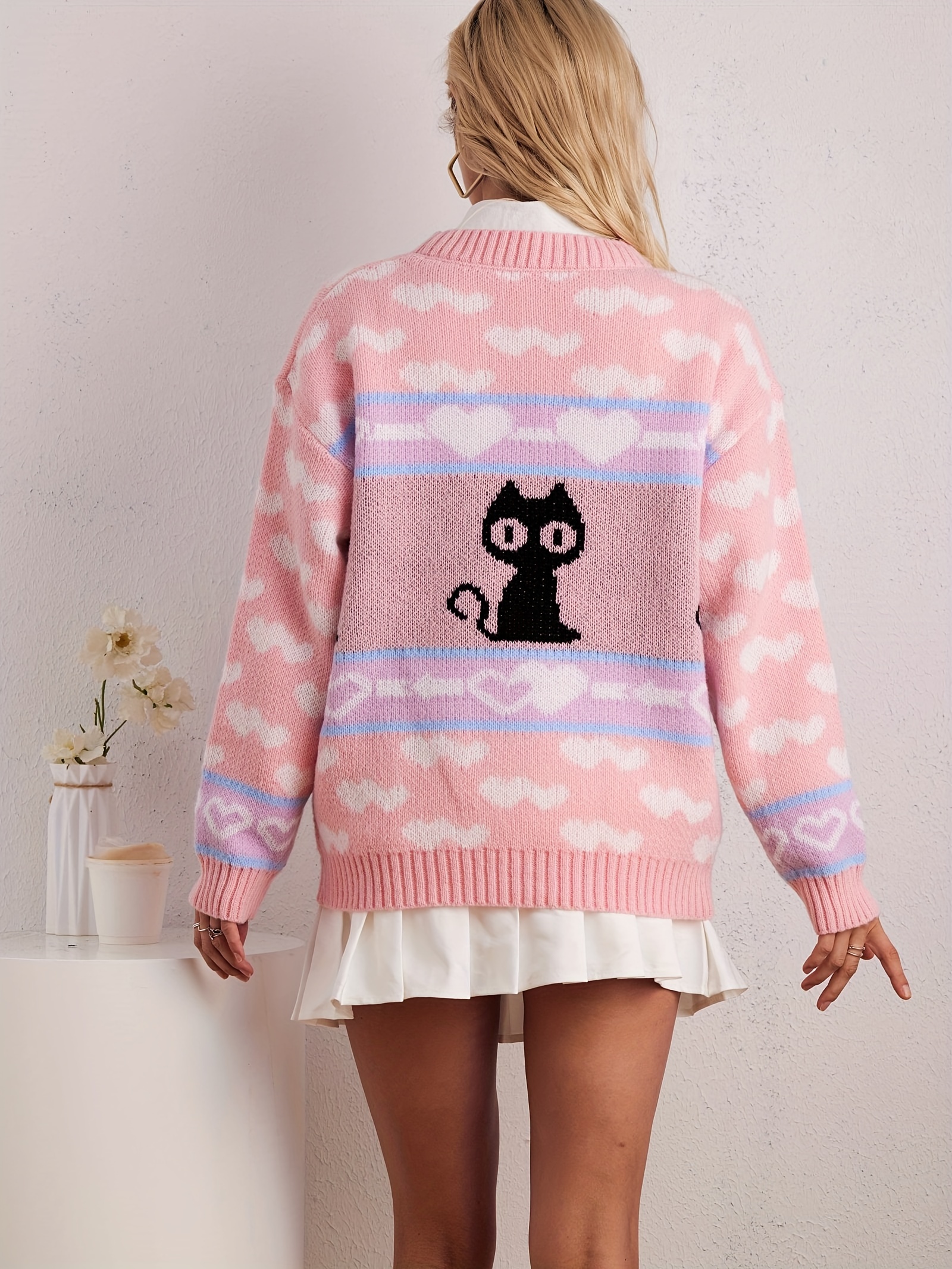 Kawaii Sweet Pink Pullover Sweater - Kawaii Fashion Shop