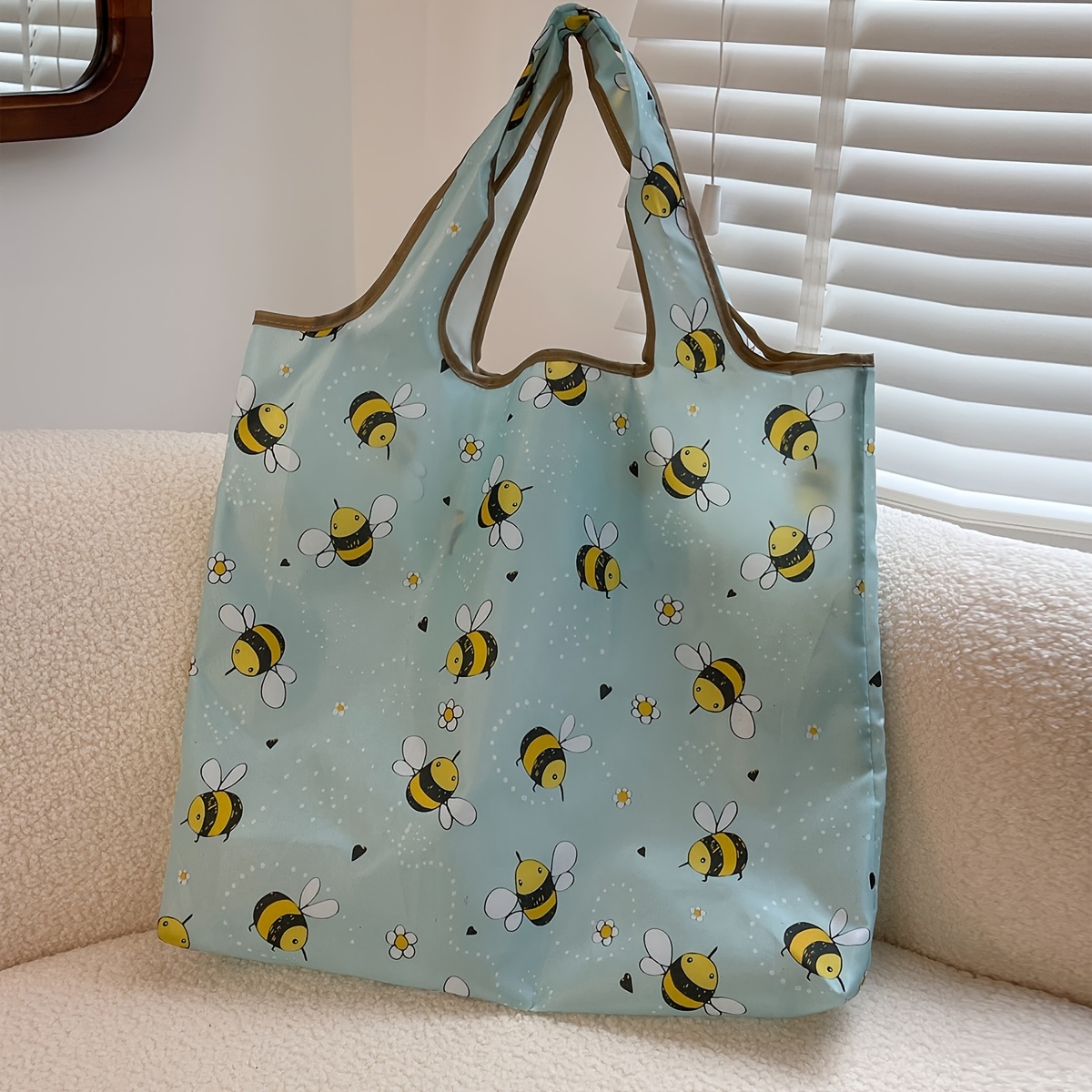 Buy Bee Graphic Pattern Canvas Bag Reusable Shopper Bag