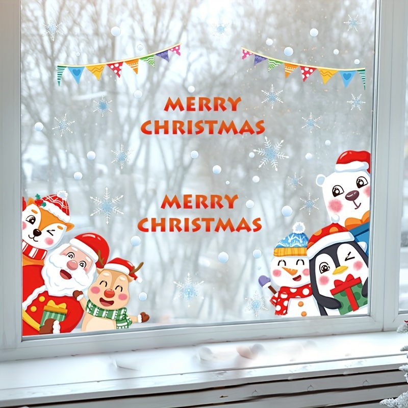 Christmas Decorations Snow Man Static Cling White Snowflake - Temu