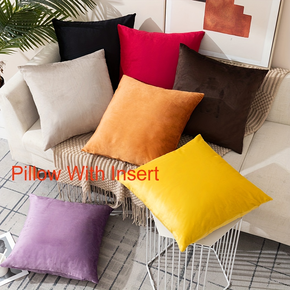 Throw Pillow Covers 18x18 Set of 4 Decorative Pillow Covers Soft Velvet  Pillow Covers Couch Pillows for Living Room Sofa Car Home Decor  (Orange/Blue) 