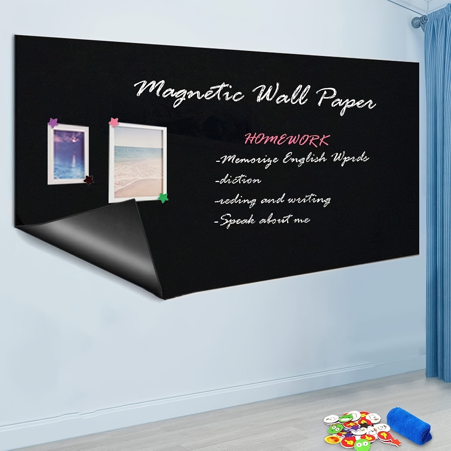 

1pc Magnetic Blackboard, Soft Blackboard Wall Sticker, Magnetic Graffiti Sticker Blackboard Sticker, For Home School Office, Suitable For Graffiti Drawing Teaching, Etc