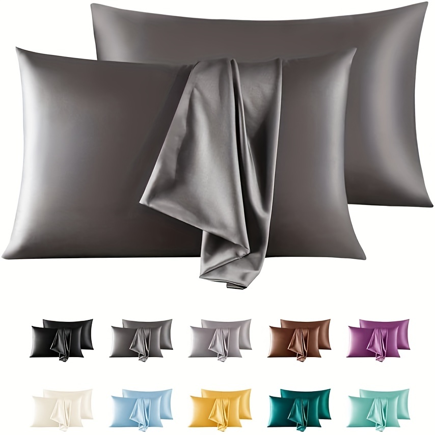 Satin Pillowcase Hair Skin Queen Light Gray Blackish Green - Temu