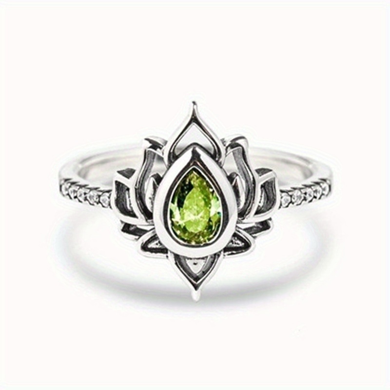 Boho Style Silver Plated Lotus Shape Promise Ring