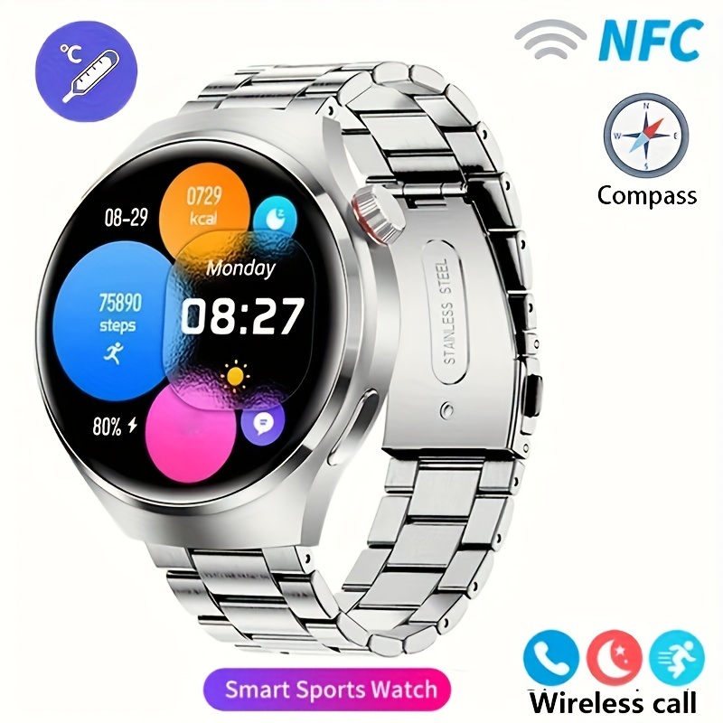 GT4 Pro Smart Watch Men 1.6 inch HD Screen BT Call Compass NFC 100